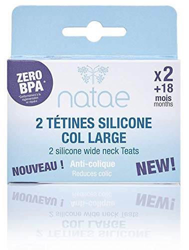 Natae Tétines tétine col large silicone +18 mois pour liquide épais
