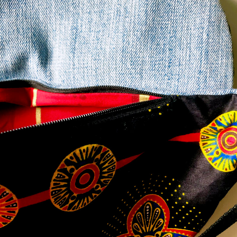 PIOLOU Le Sac Banane La banane wax noire et rouge sac banane PM coton