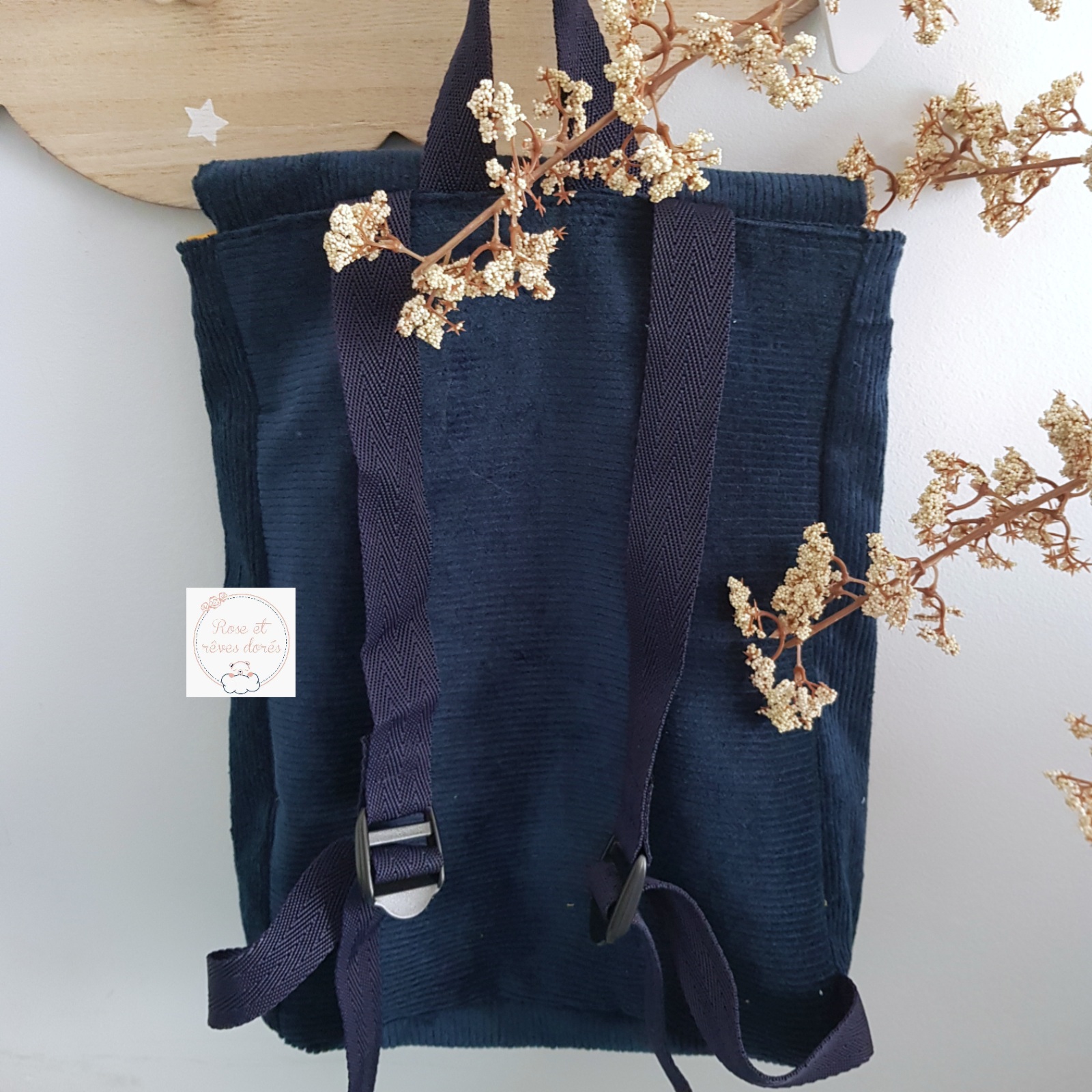 Rose et rêves dorés Créations sur-mesure l’Intemporel sac à dos personnalisé