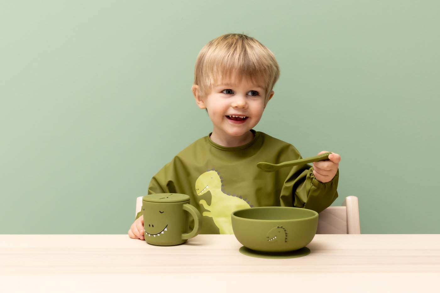 Trixie Baby Vaisselle Mr. Dino bol en silicone avec ventouse