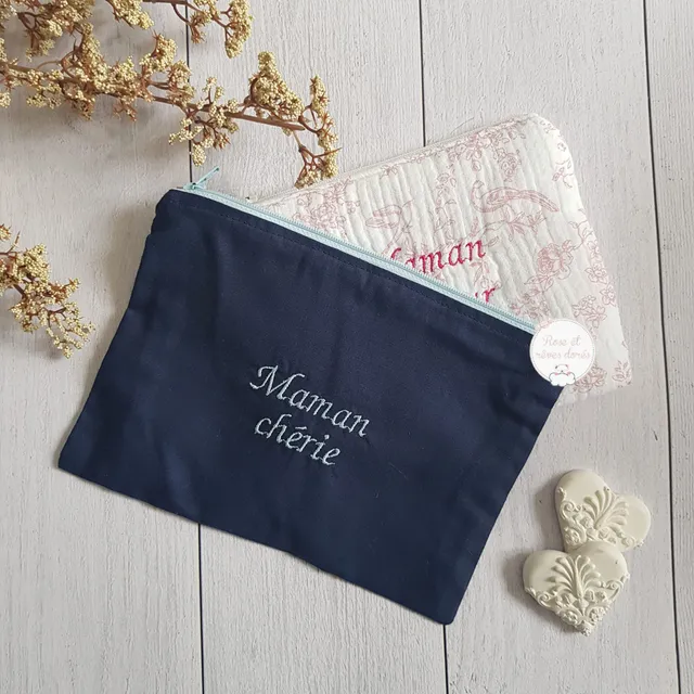 Rose et rêves dorés Créations sur-mesure Pochette personnalisée
