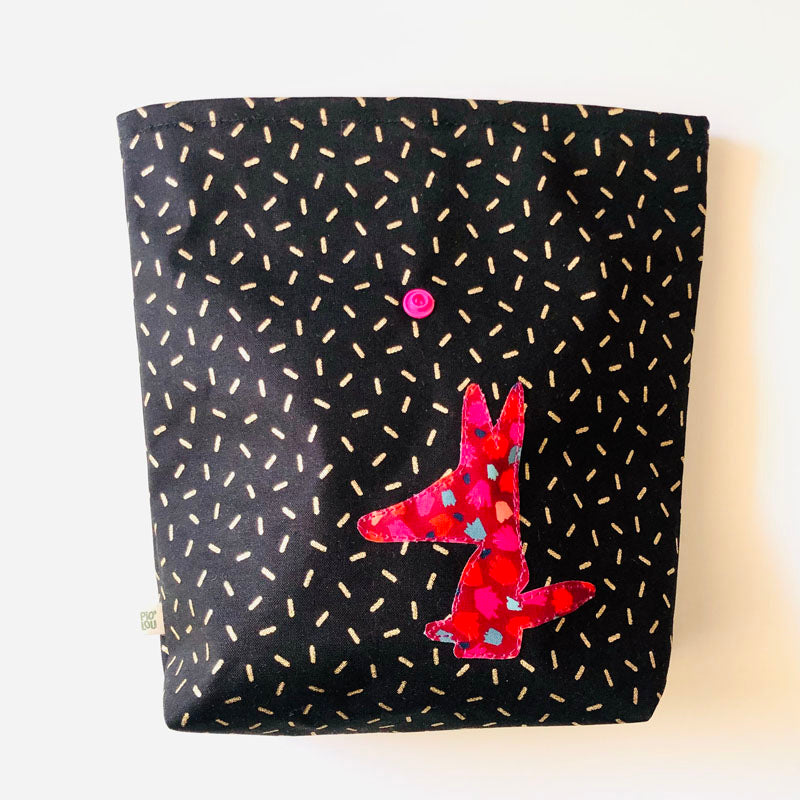 PIOLOU Le lunch-bag PM Lunch bag enduit noir doré rose