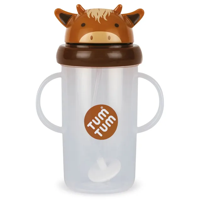 Tum Tum Cups Tall Tippy Up Sippy Cup gobelet Clyde Cow 300 ml paille lestée