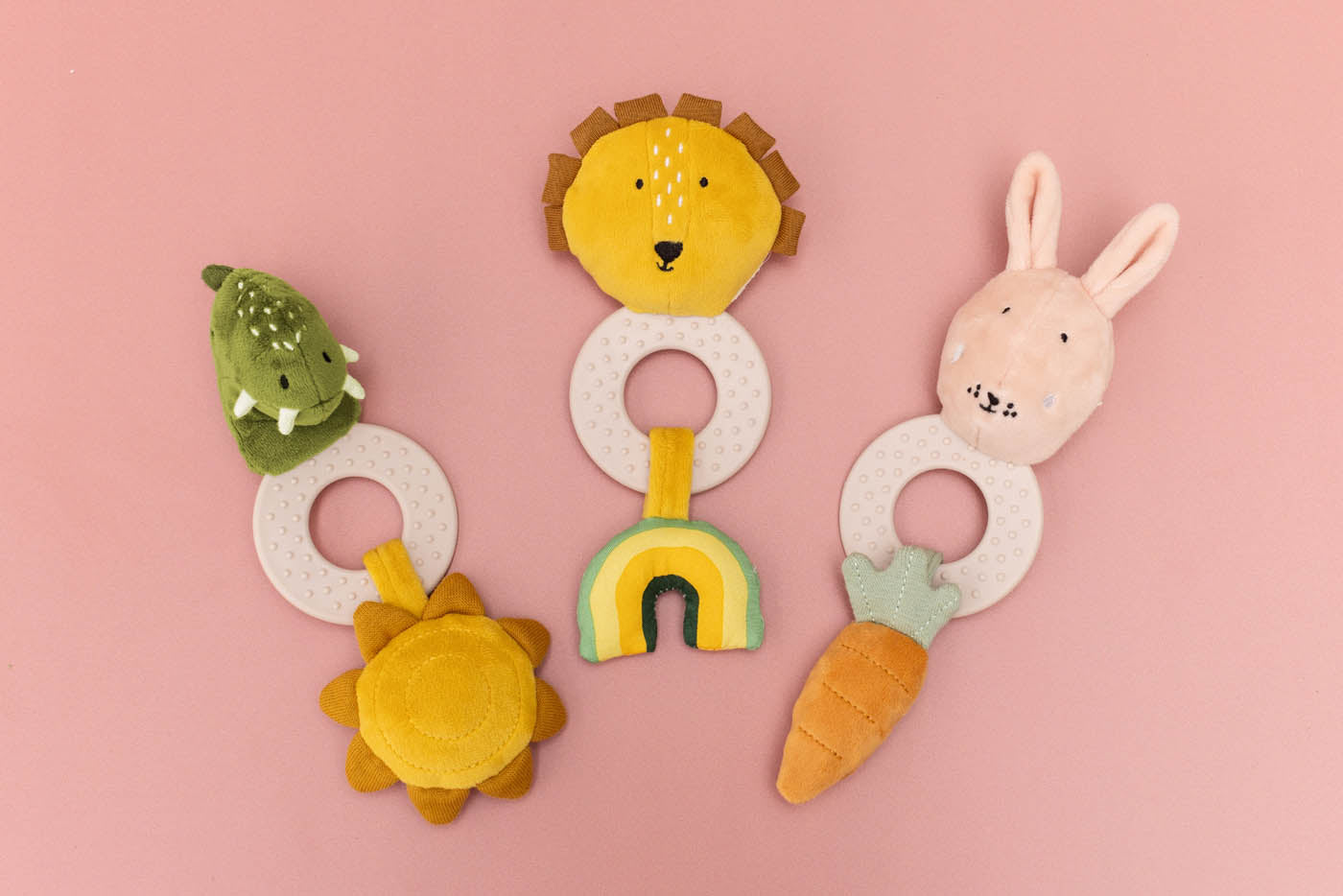 Trixie Baby Premiers jouets Jouet de dentition Mr. Dino avec anneau en silicone