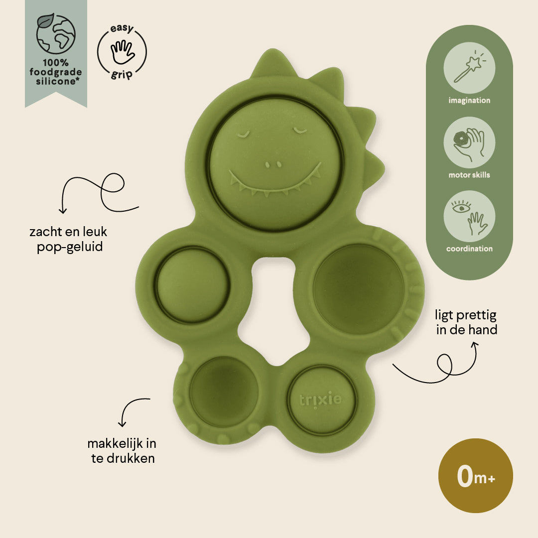 Trixie Baby Jouets sensoriels Jouet pop-it en silicone Mr. Dino