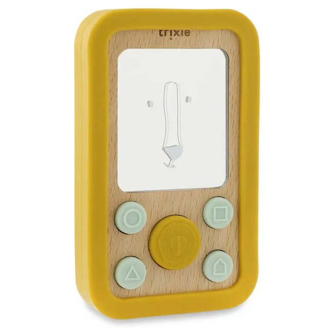 Trixie Baby Premiers jouets Téléphone bébé Mr. Lion en bois et silicone