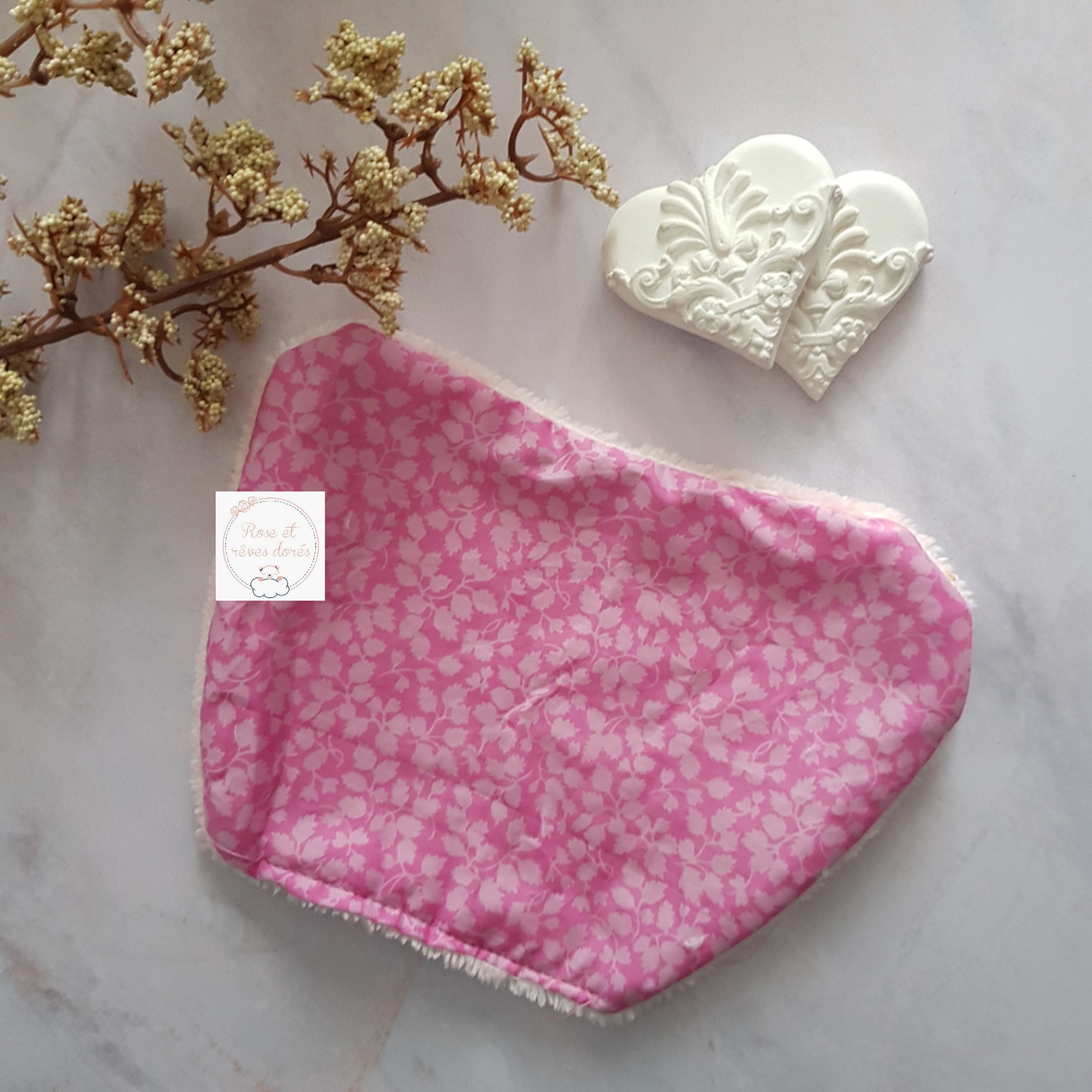 Rose et rêves dorés Lingettes, serviette visage, gants Fleur de lingettes Glenjade rose lot de 4