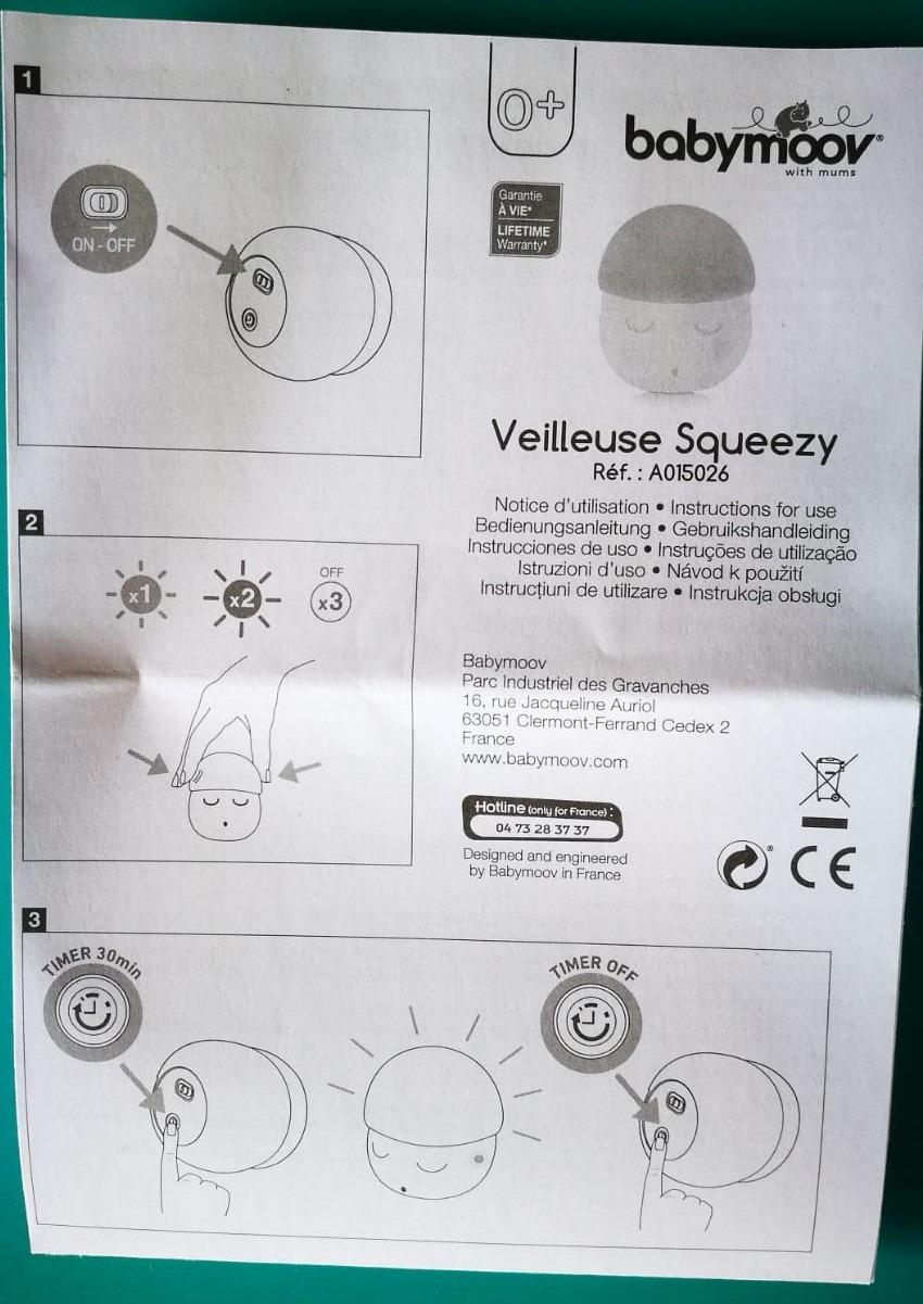 Babymoov YOO Squeezy veilleuse grise rechargeable 200 h