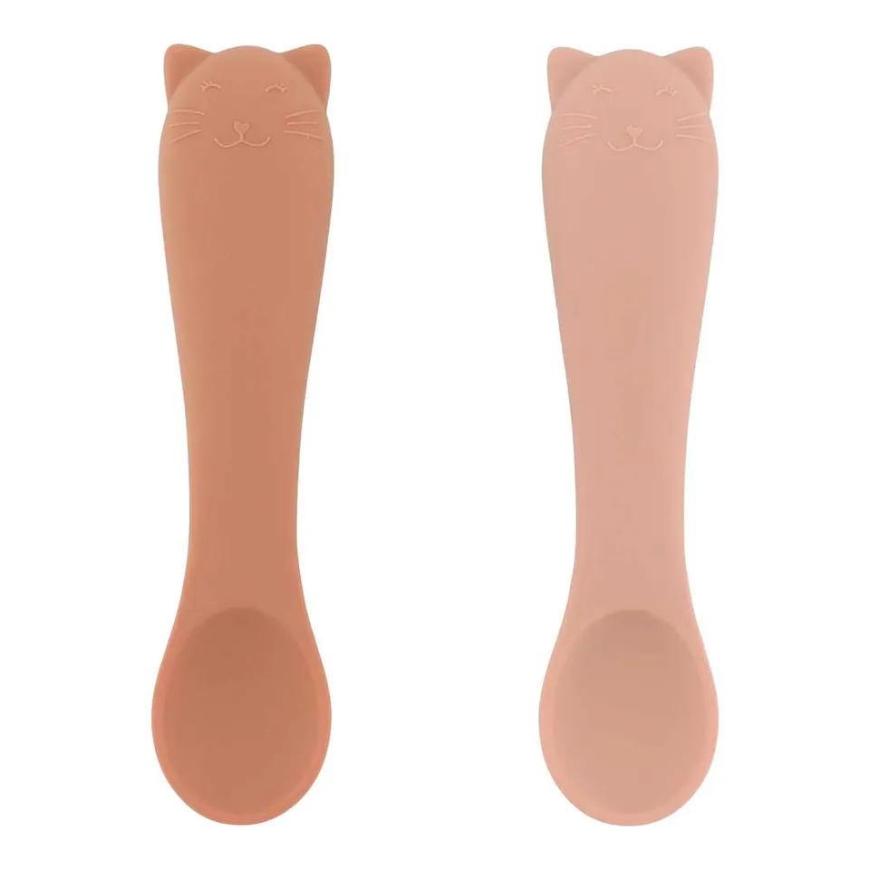 Trixie Baby Couverts Premières cuillères pour bébé 2-pack Mrs. Cat silicone