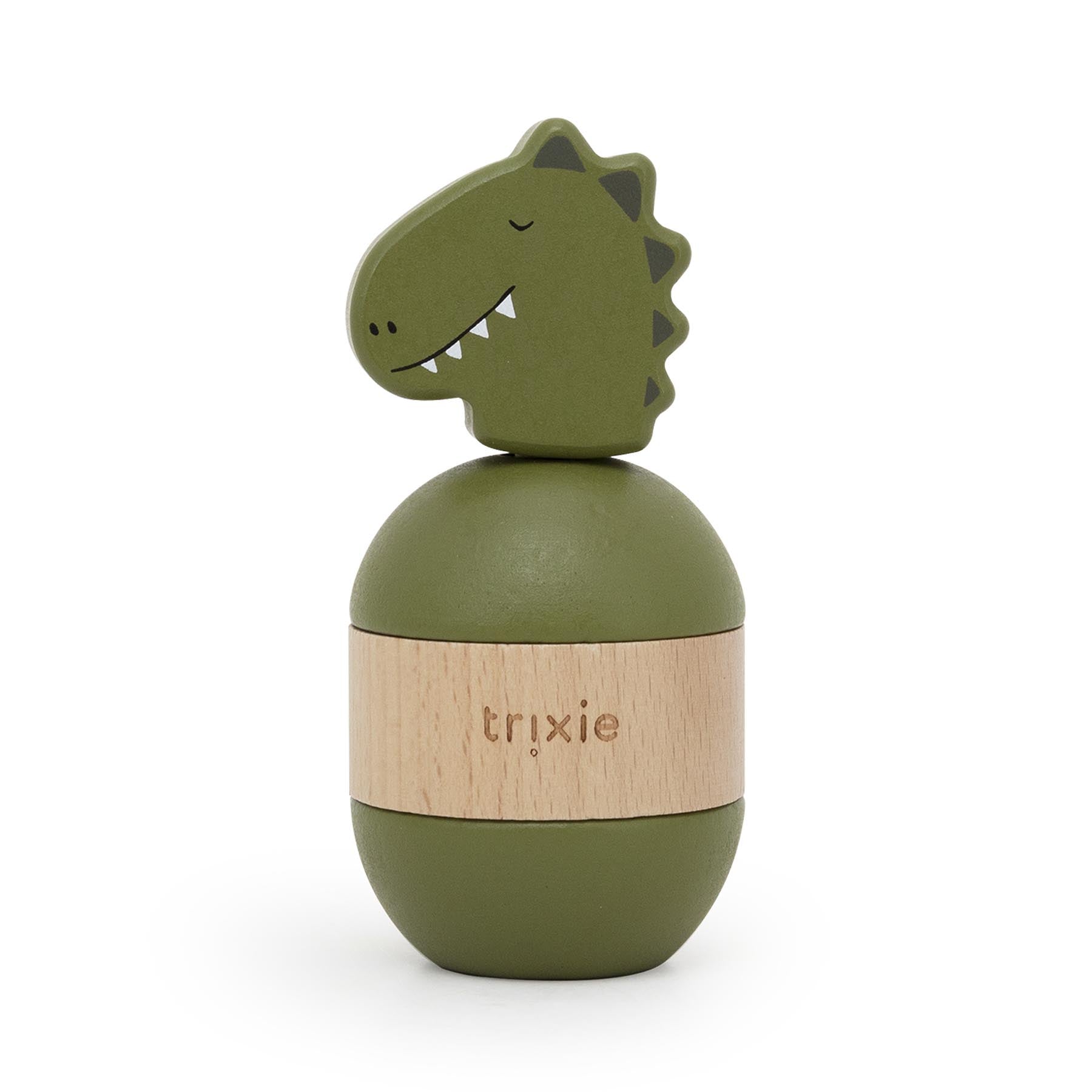 Trixie Baby Jouets à empiler jouet d’empilage avec hochet Mr. Dino en bois