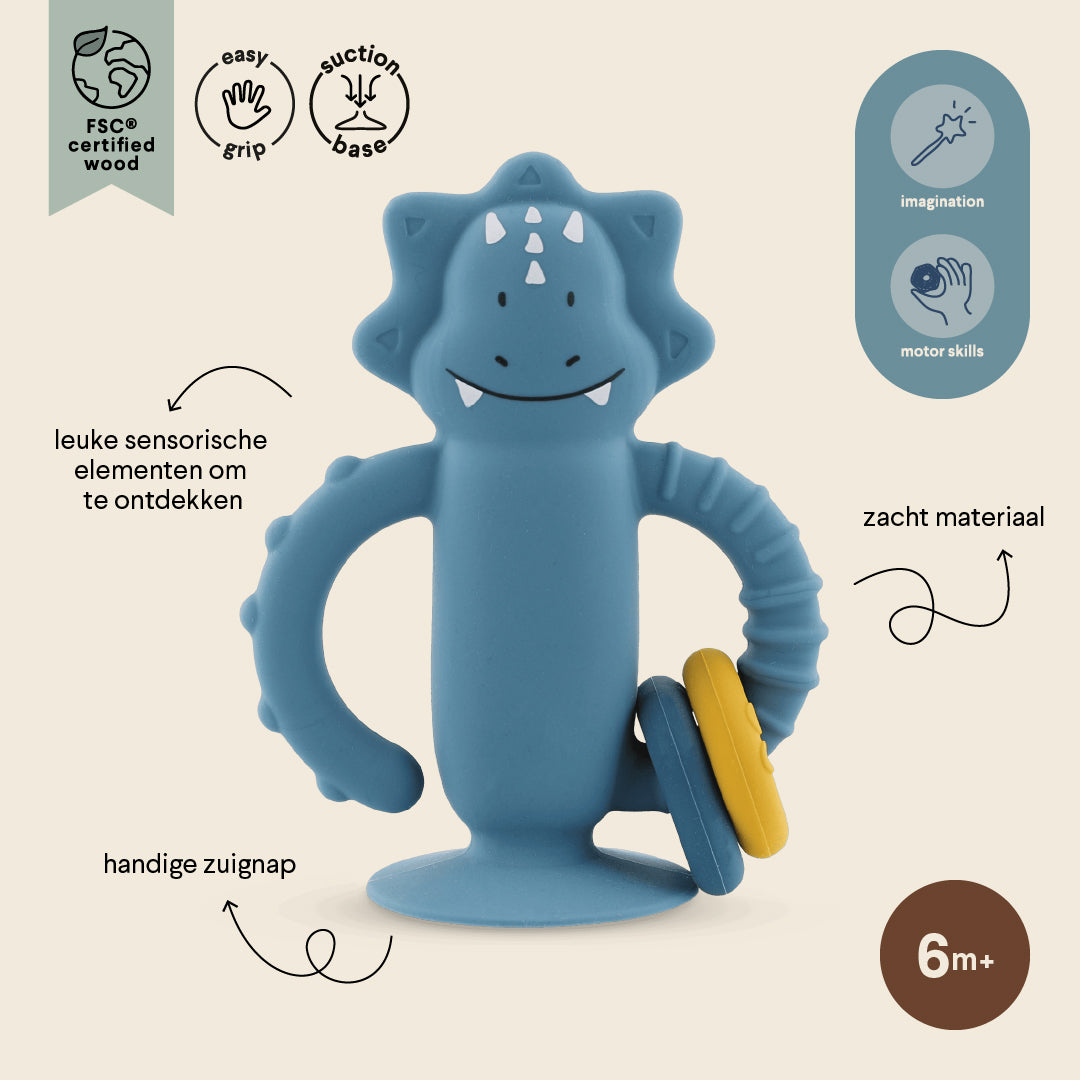 Trixie Baby Jouets sensoriels Jouet sensoriel en silicone avec ventouse Mr. Triceratops