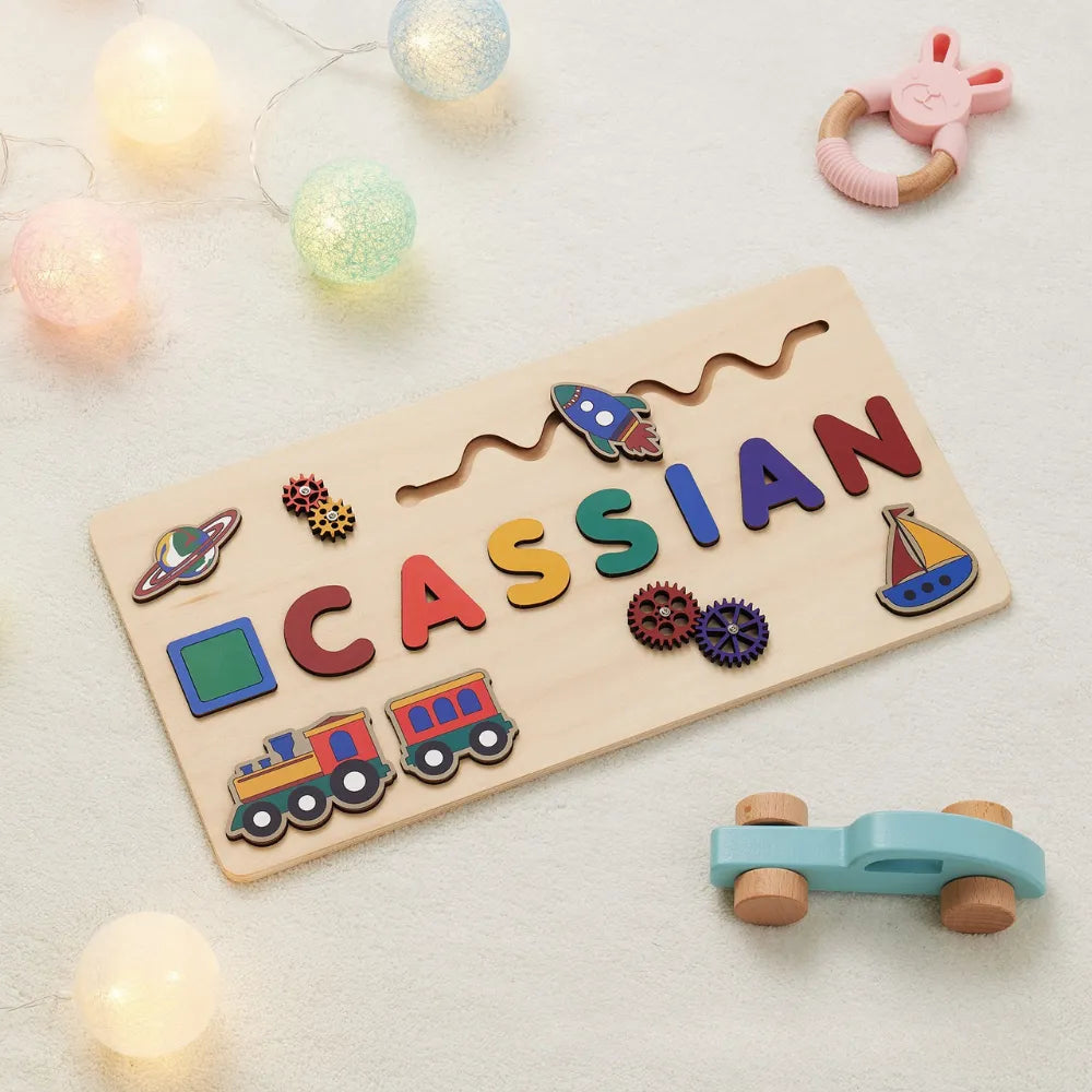 Baby-Crea Puzzle bébé en bois personnalisé puzzle prénom espace