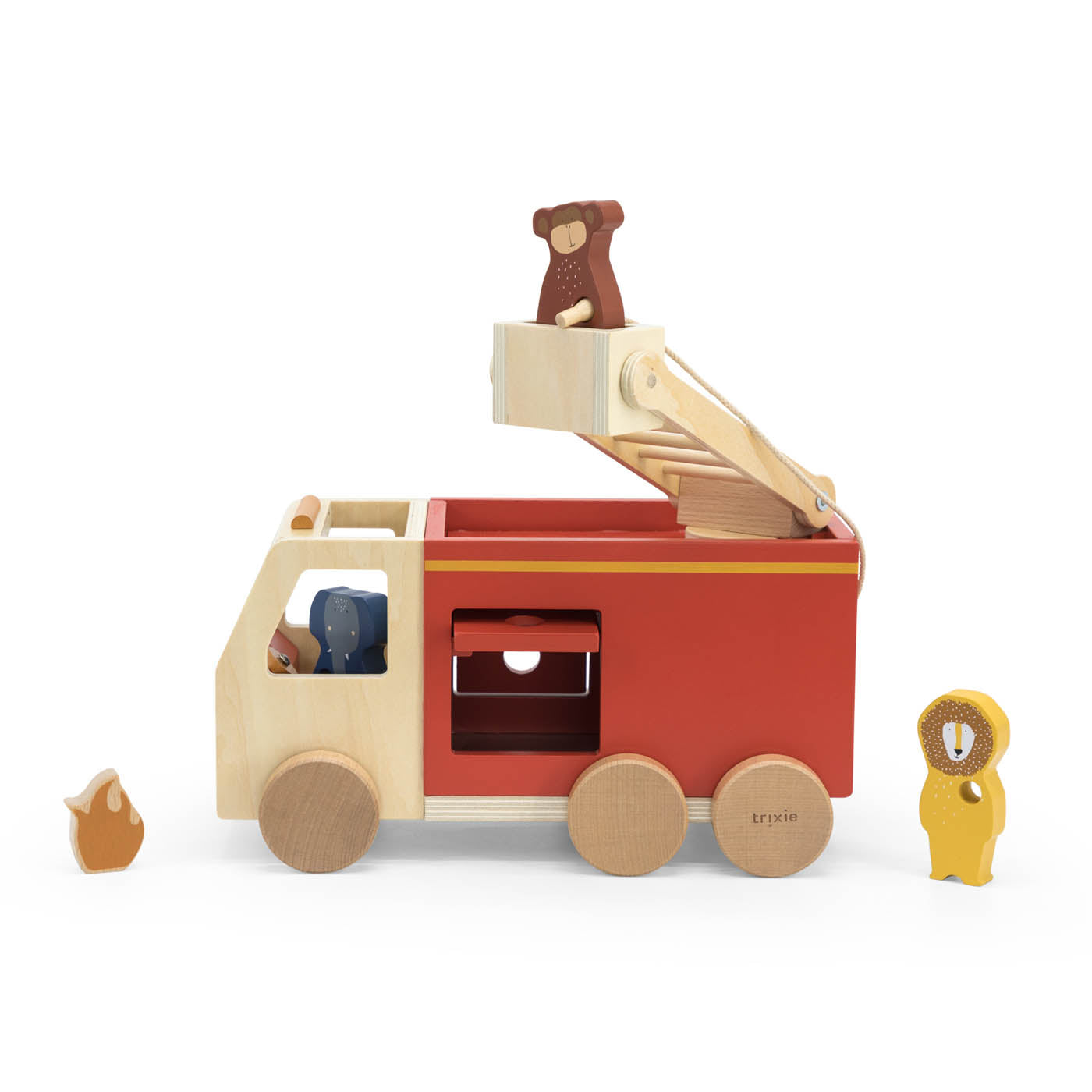 Trixie Baby Jouets à roulettes camion pompiers en bois jouet