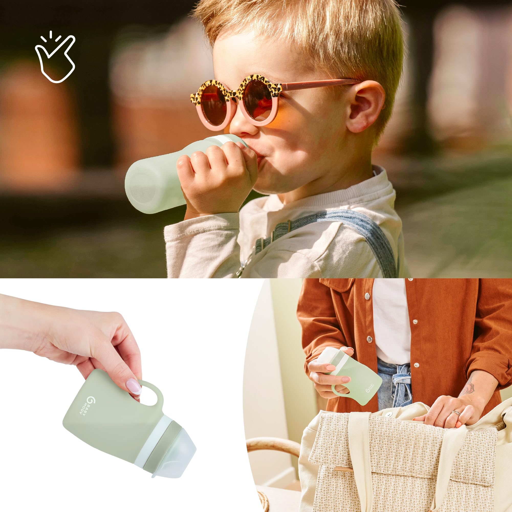 Babymoov Isy / Babybols gourde bébé 150 ml verte en silicone