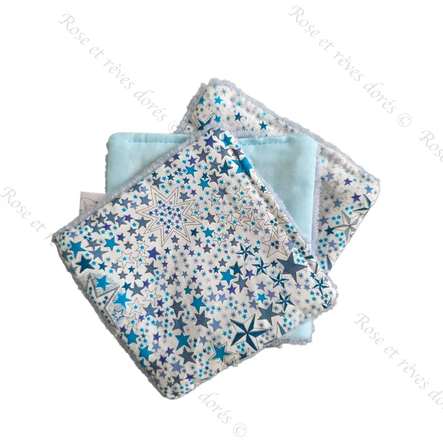 Rose et rêves dorés Lingettes, serviette visage, gants Lot de 3 lingettes étoilées 9 x 9 cm