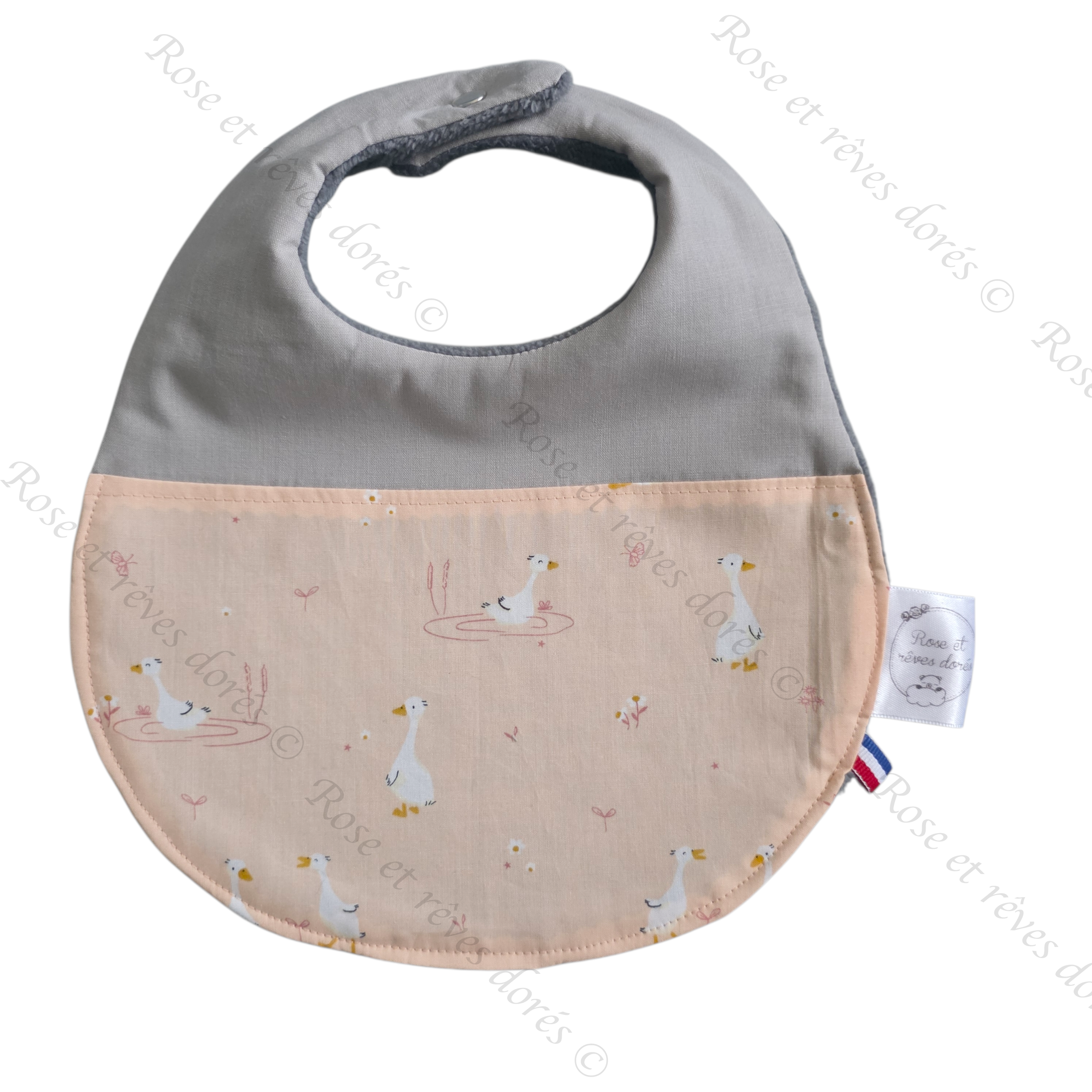 Rose et rêves dorés Bavoirs Bavoir petites oies repas bébé absorbant