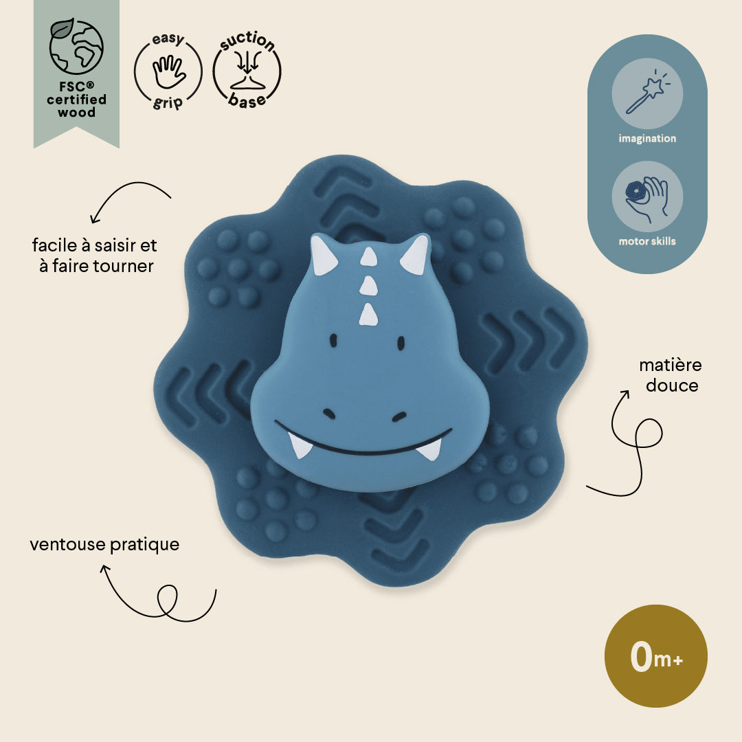 Trixie Baby Jouets sensoriels Spinner à ventouse Mr. Triceratops silicone