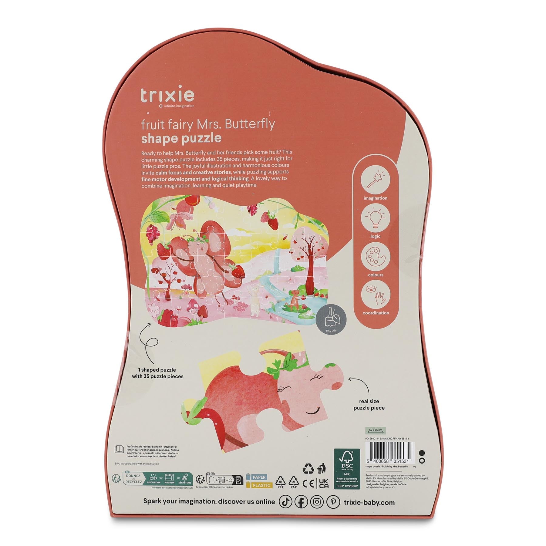 Trixie Baby Jeux, puzzles & livres Fée des fruits Mrs. Butterfly puzzle 35 pièces