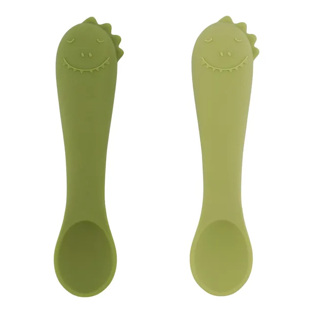Trixie Baby Couverts Mr. Dino premières cuillères bébé silicone 2 pièces
