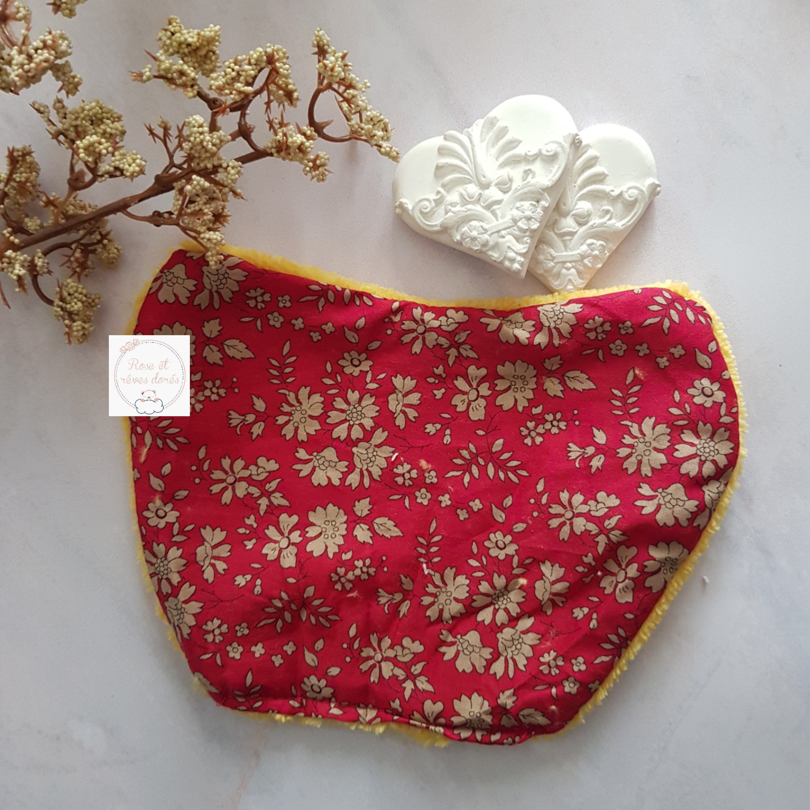 Rose et rêves dorés Fleur de lingettes Capel rouge lingettes x4 coton bambou