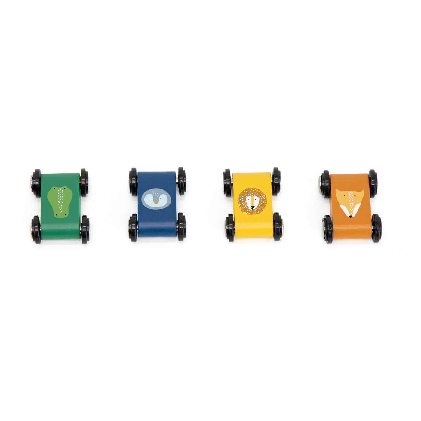 Trixie Baby Jouets à roulettes rampe de course en bois avec 4 voitures