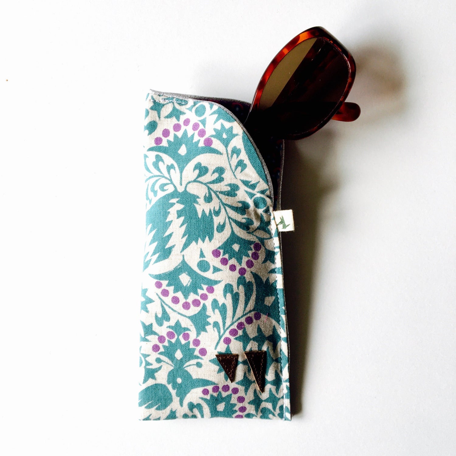 PIOLOU L'etui à Lunettes Etui à lunettes fleuri oiseau bleu roi