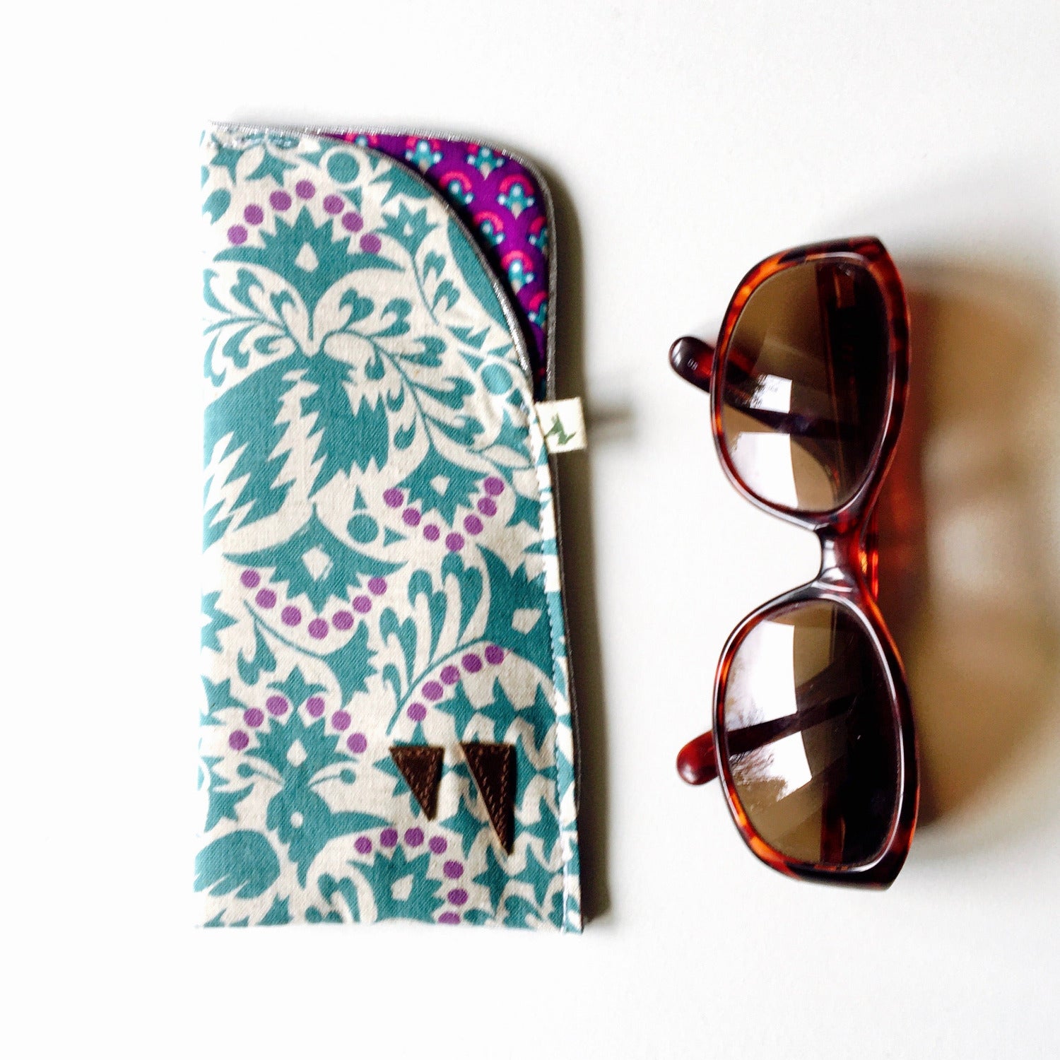 PIOLOU L'etui à Lunettes Etui à lunettes fleuri oiseau bleu roi