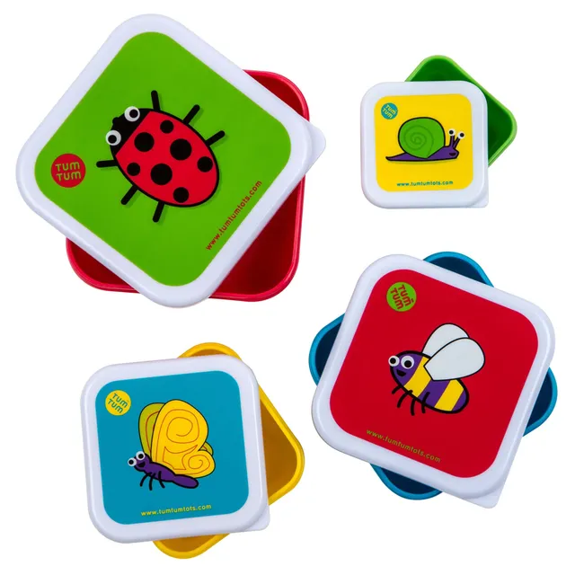 Tum Tum Lunch Boxes boîtes à goûter gigognes Bugs, lot de 4