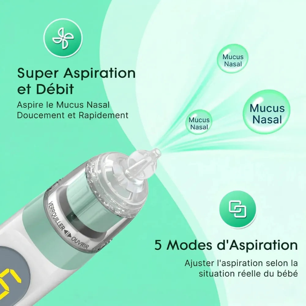 Baby-Crea Mouche Bébé Électrique mouche bébé aspiration douce rechargeable USB