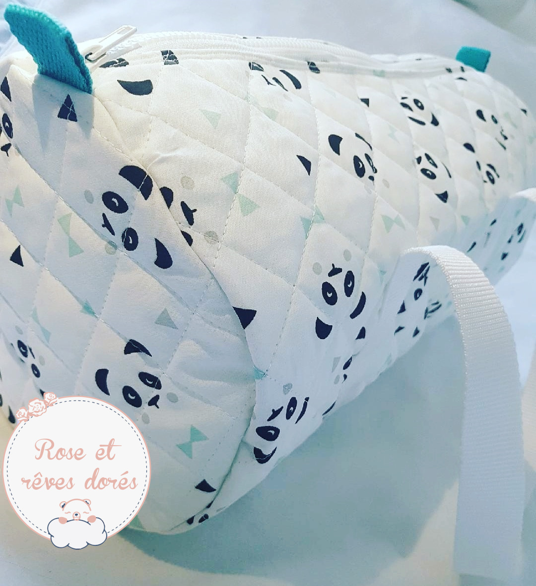 Rose et rêves dorés Créations sur-mesure sac polochon personnalisable