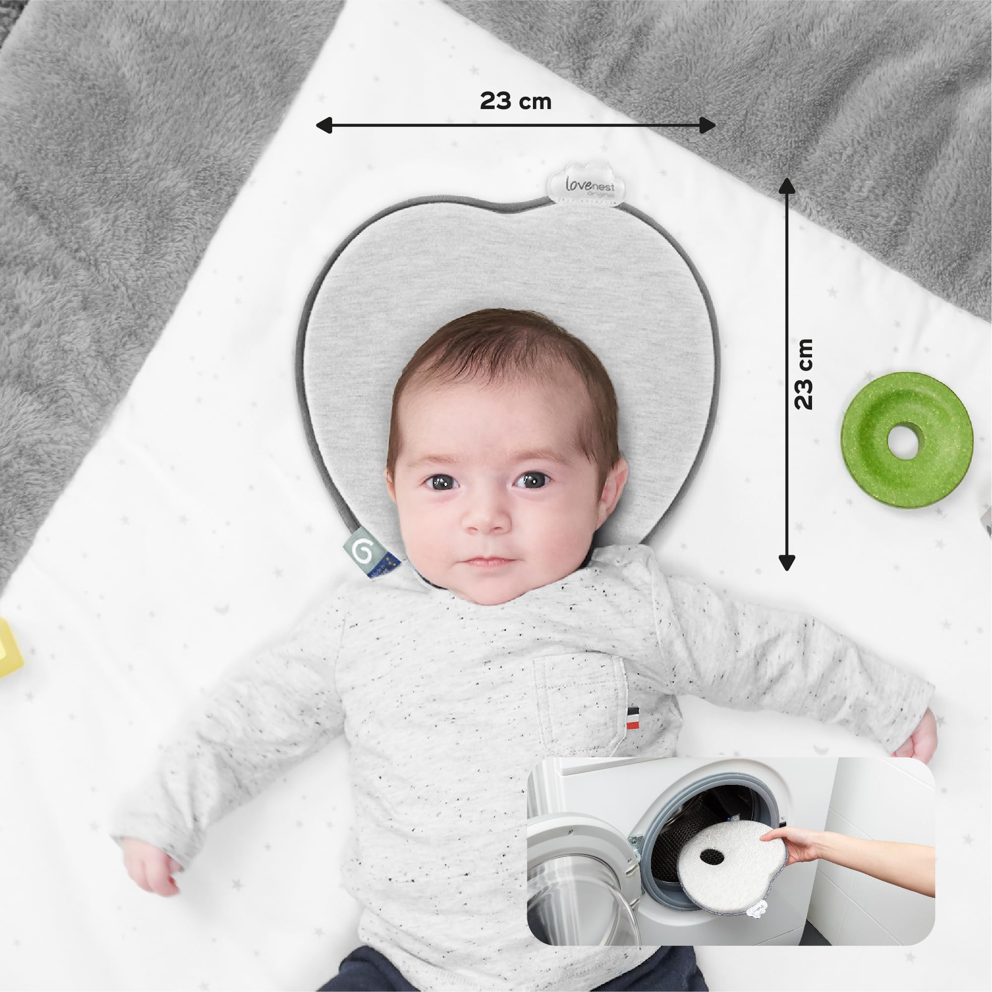 Babymoov Swoon Lovenest Original support de tête Smokey, coton bio