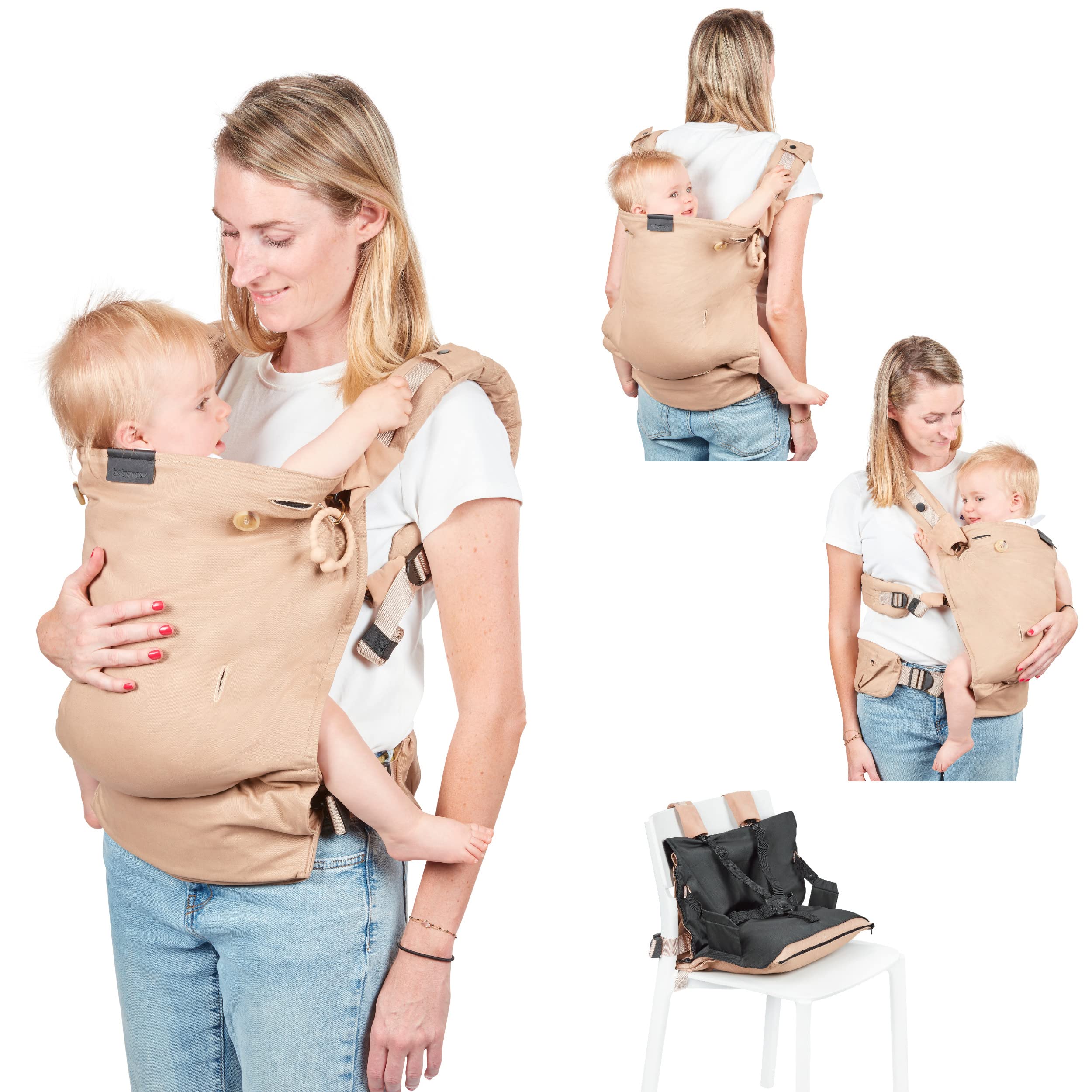 Babymoov Moov & Boost porte-bébé beige évolutif et réhausseur