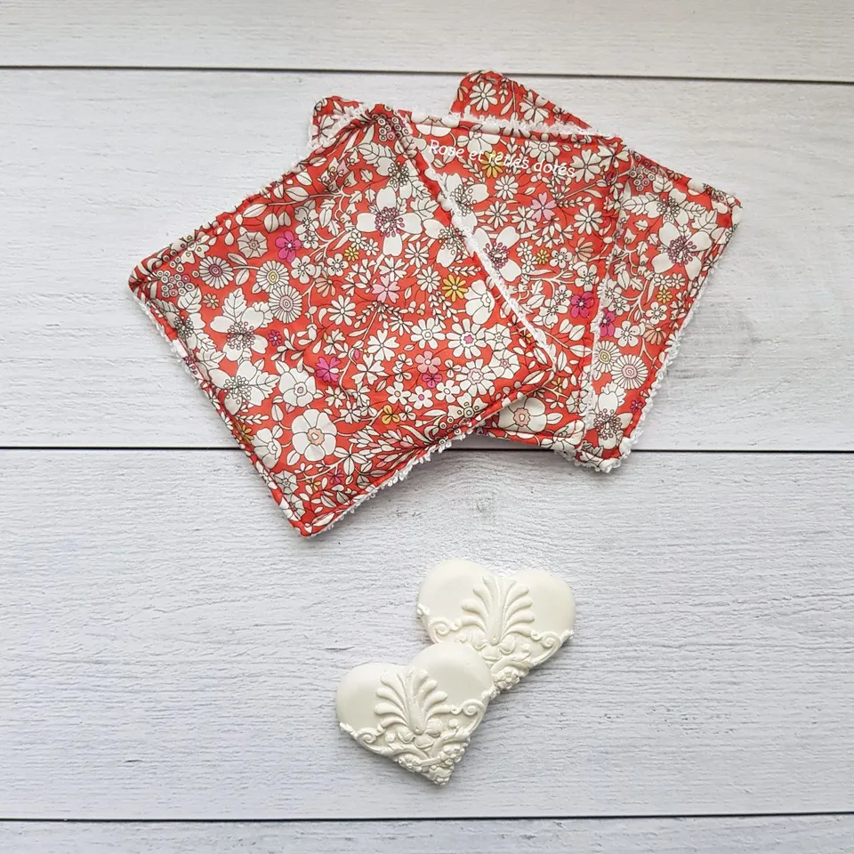 Rose et rêves dorés Lingettes, serviette visage, gants Lot de 3 lingettes June’s meadow lavables