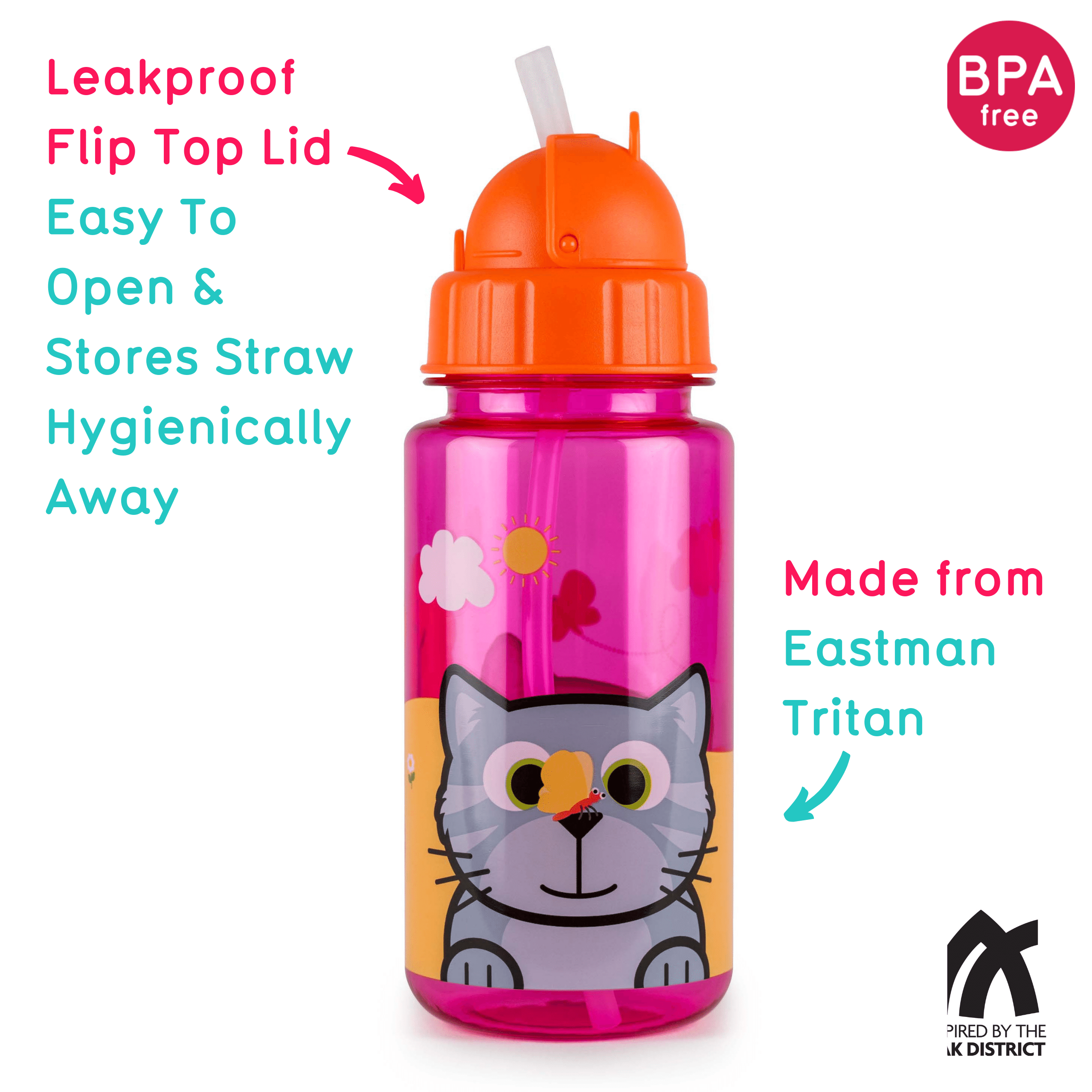 Tum Tum Water Bottles Bluebell the Cat gourde enfant 400 ml, avec paille