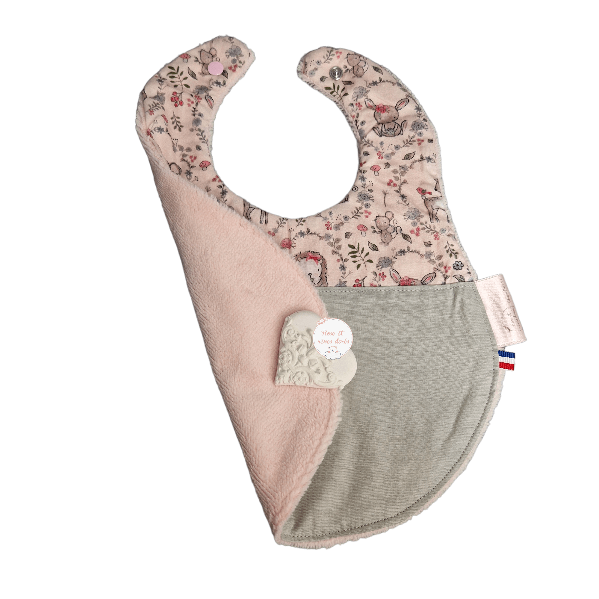 Rose et rêves dorés Bavoirs Trio de bavoir bébé doux animaux lot de 3