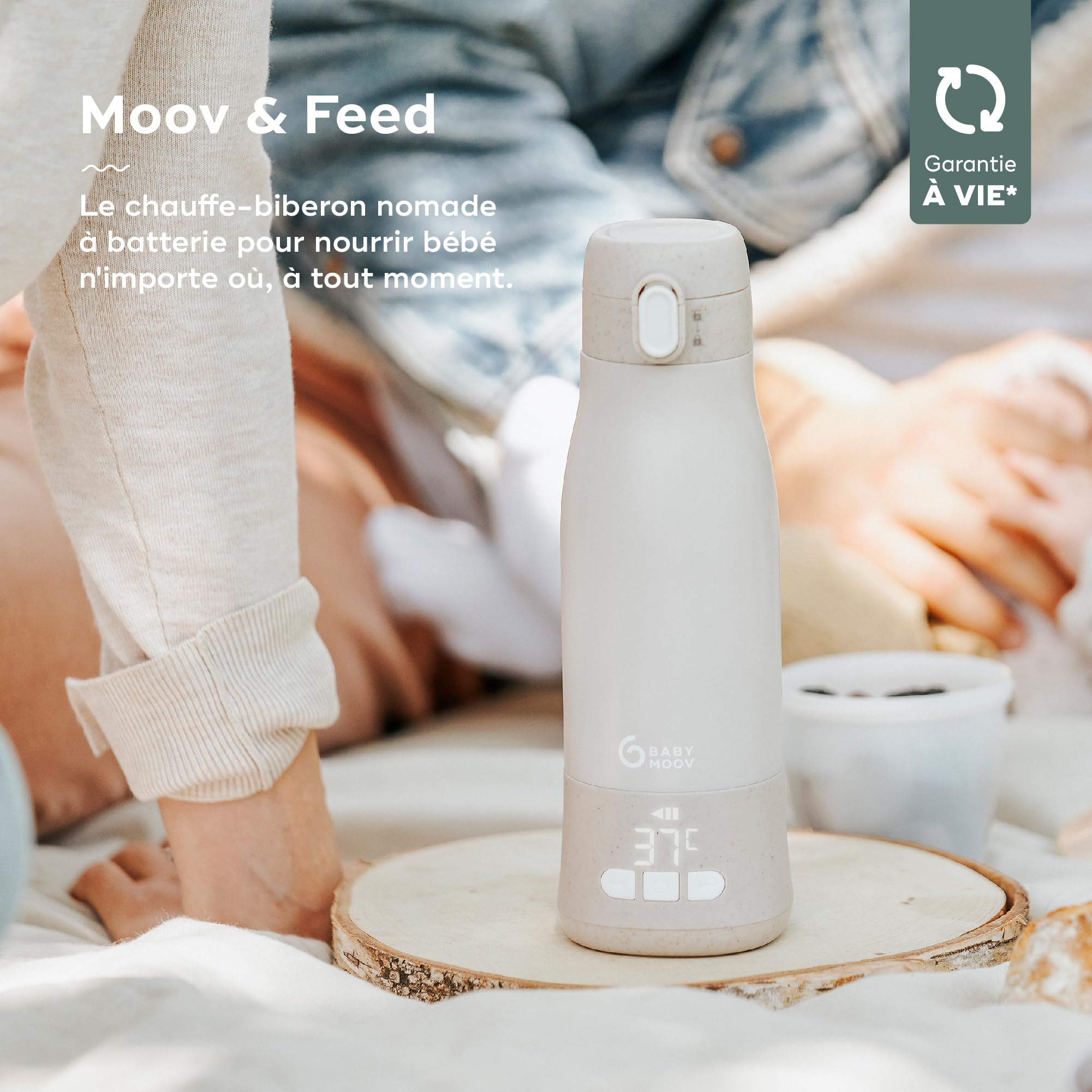 Babymoov Moov & Feed chauffe-biberon nomade beige 340 ml sans fil