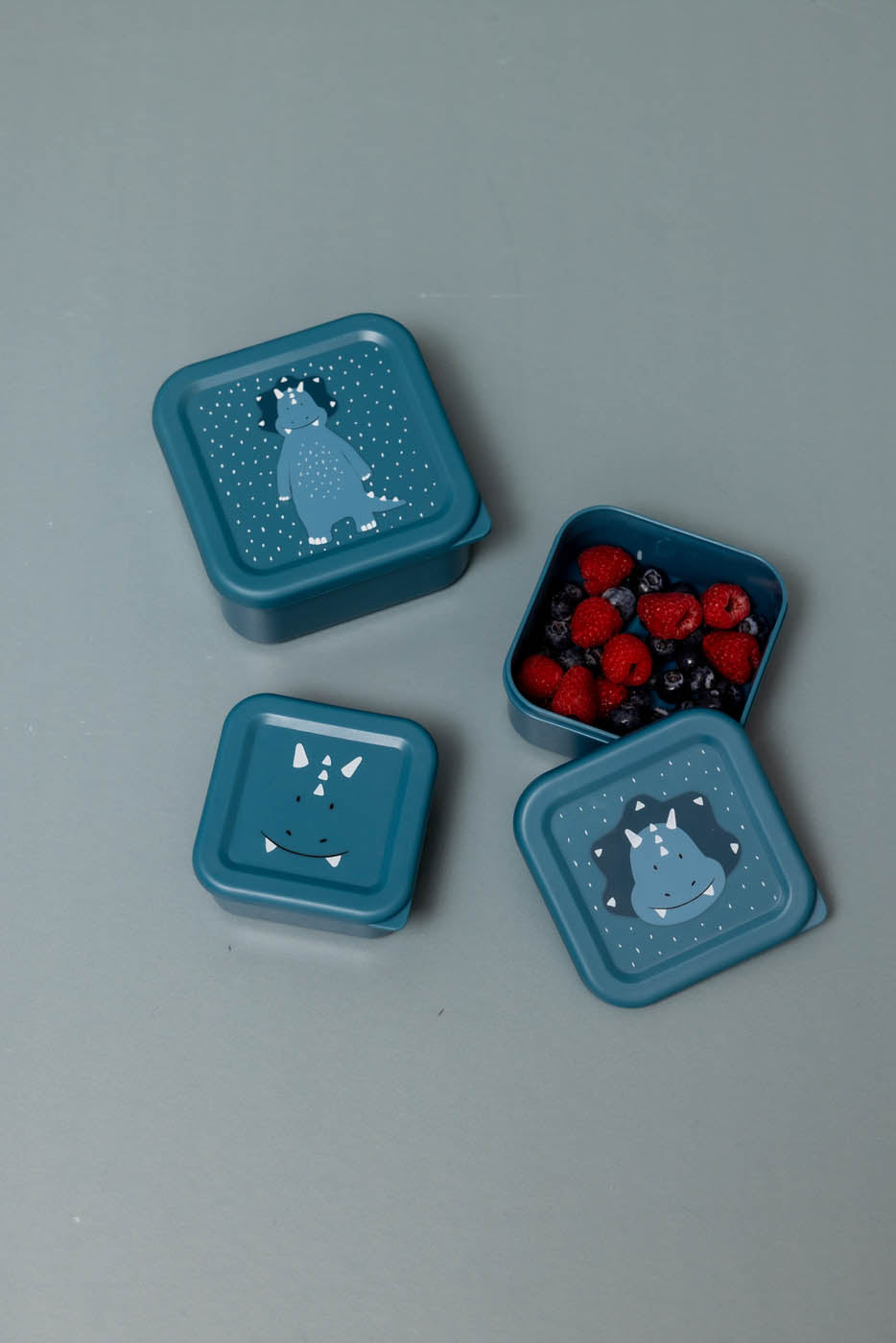 Trixie Baby Boîtes à goûter et boîtes repas boîtes à goûter 3 pièces Mr. Triceratops
