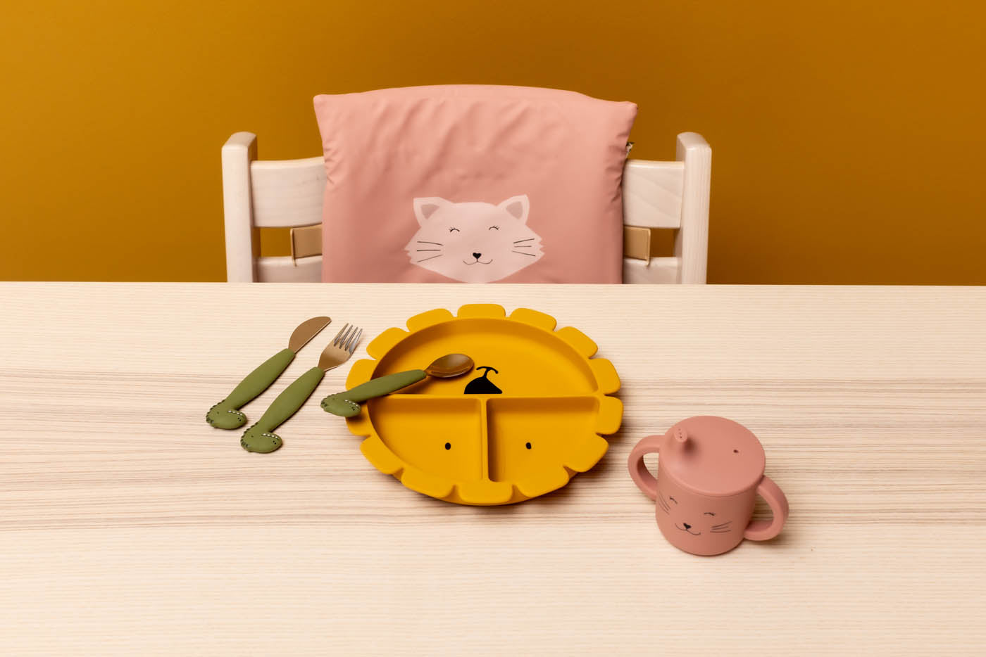 Trixie Baby Coussins de chaise à manger Coussin chaise haute imperméable Mrs. Cat, 100 % waterproof