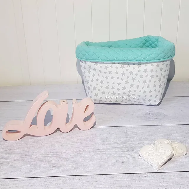 Rose et rêves dorés Panière pluie d’étoiles de rangement réversible