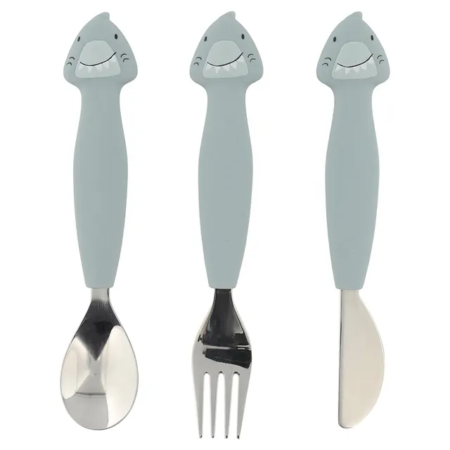 Trixie Baby Couverts 3 pièces en silicone Mr. Shark antidérapants