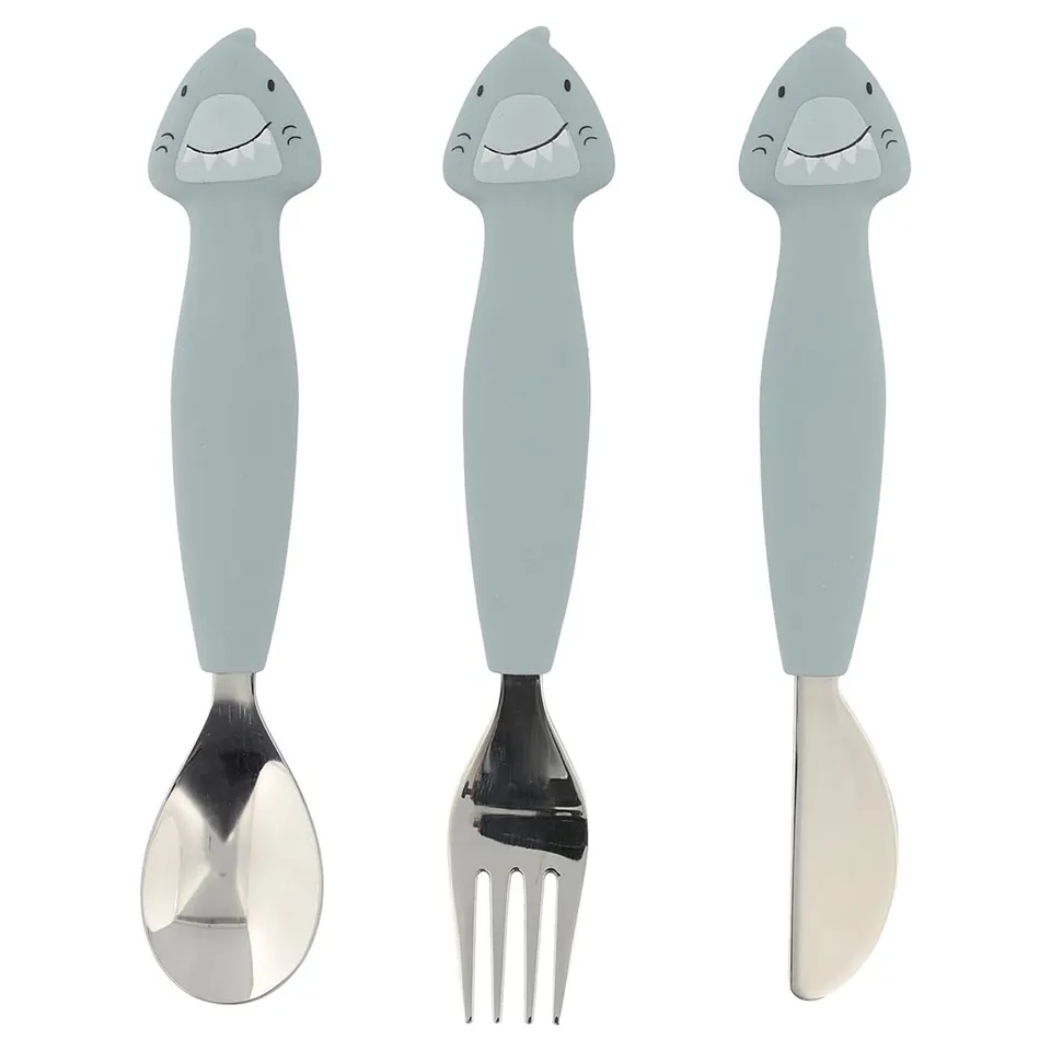 Trixie Baby Couverts 3 pièces en silicone Mr. Shark antidérapants
