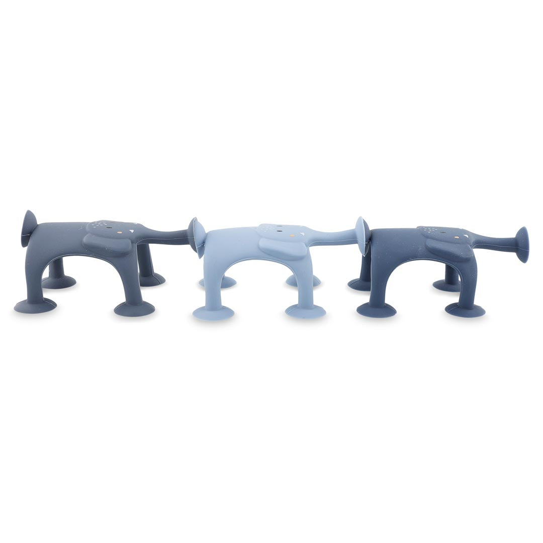 Trixie Baby Jouets sensoriels famille de Mrs. Elephant jouets de bain bleus 3 pièces