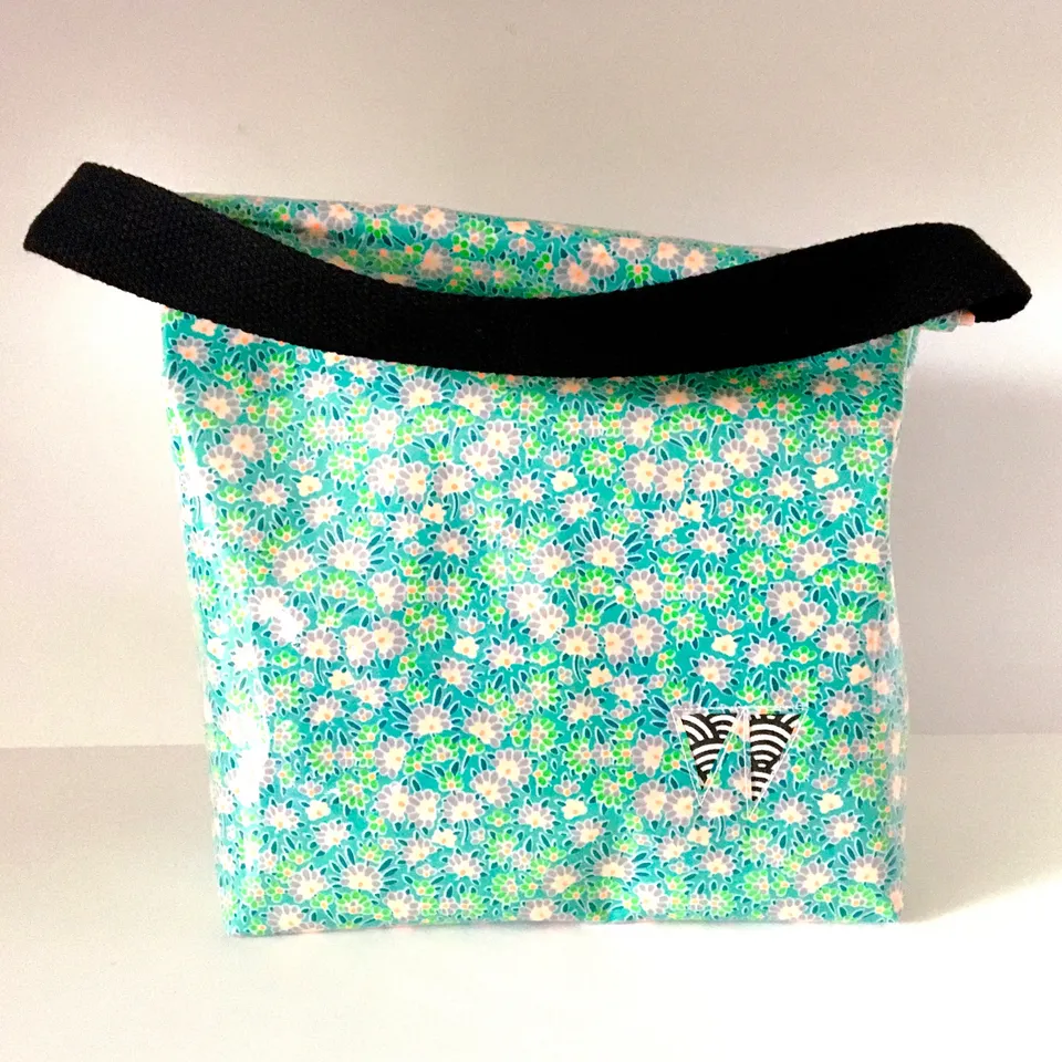PIOLOU Le Lunch-Bag GM lunch bag vert fleuri enduit