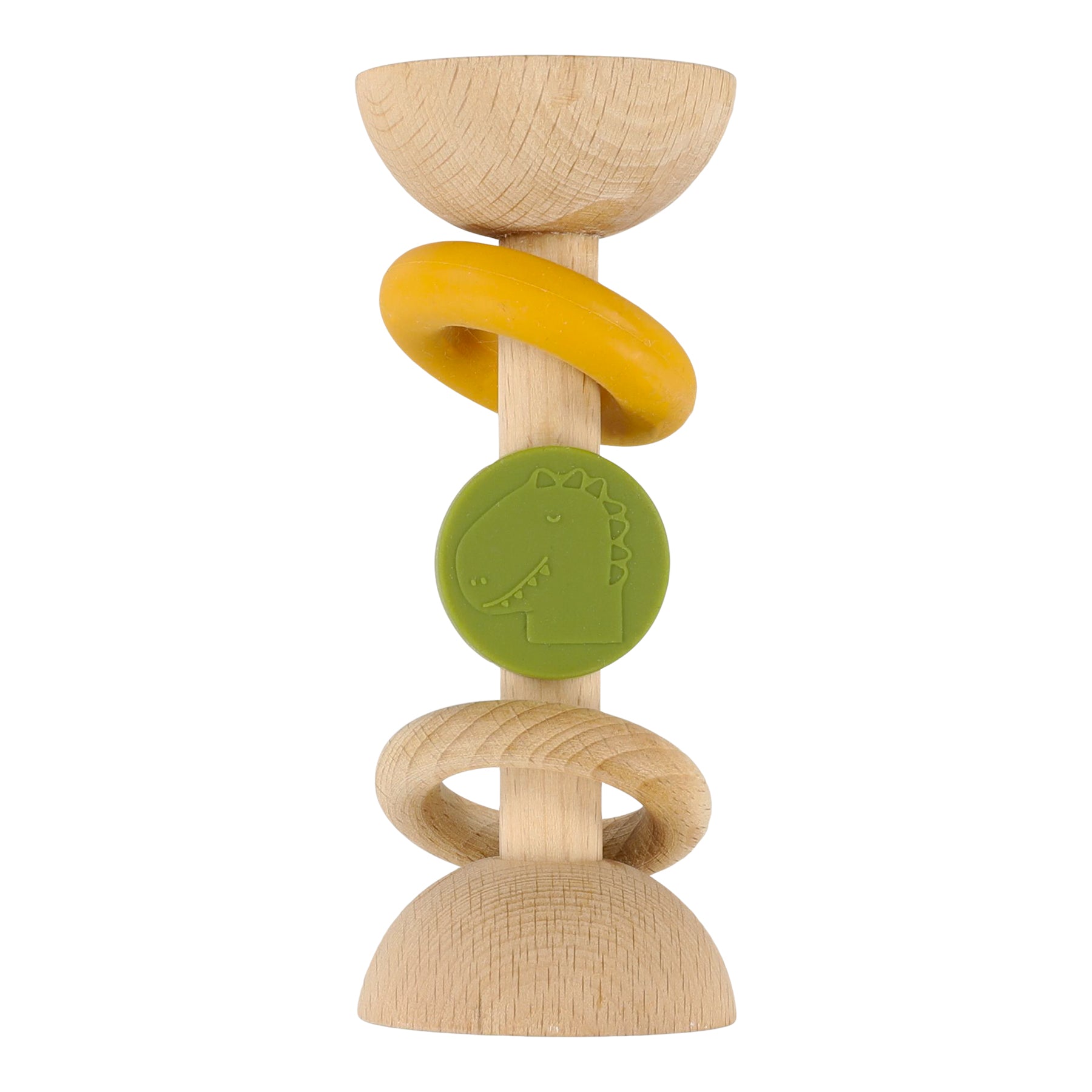 Trixie Baby Premiers jouets Hochet en silicone et bois Mr. Dino