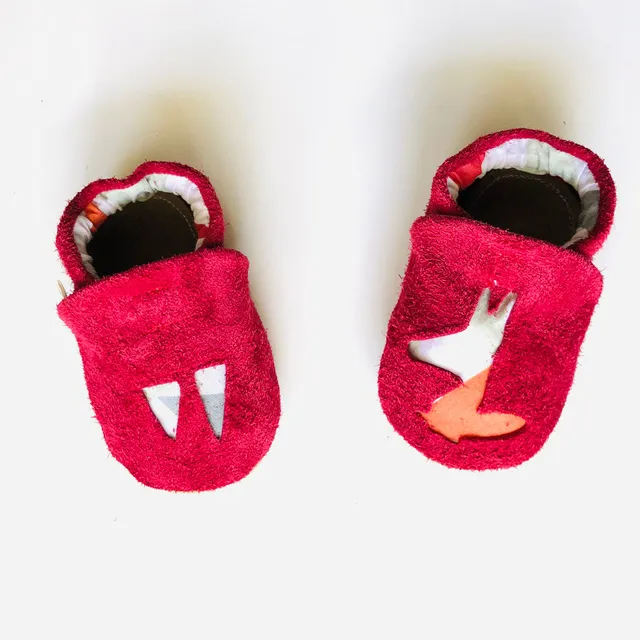 PIOLOU Les Chaussons en cuir chaussons bébé rouge 6-12 mois antidérapants