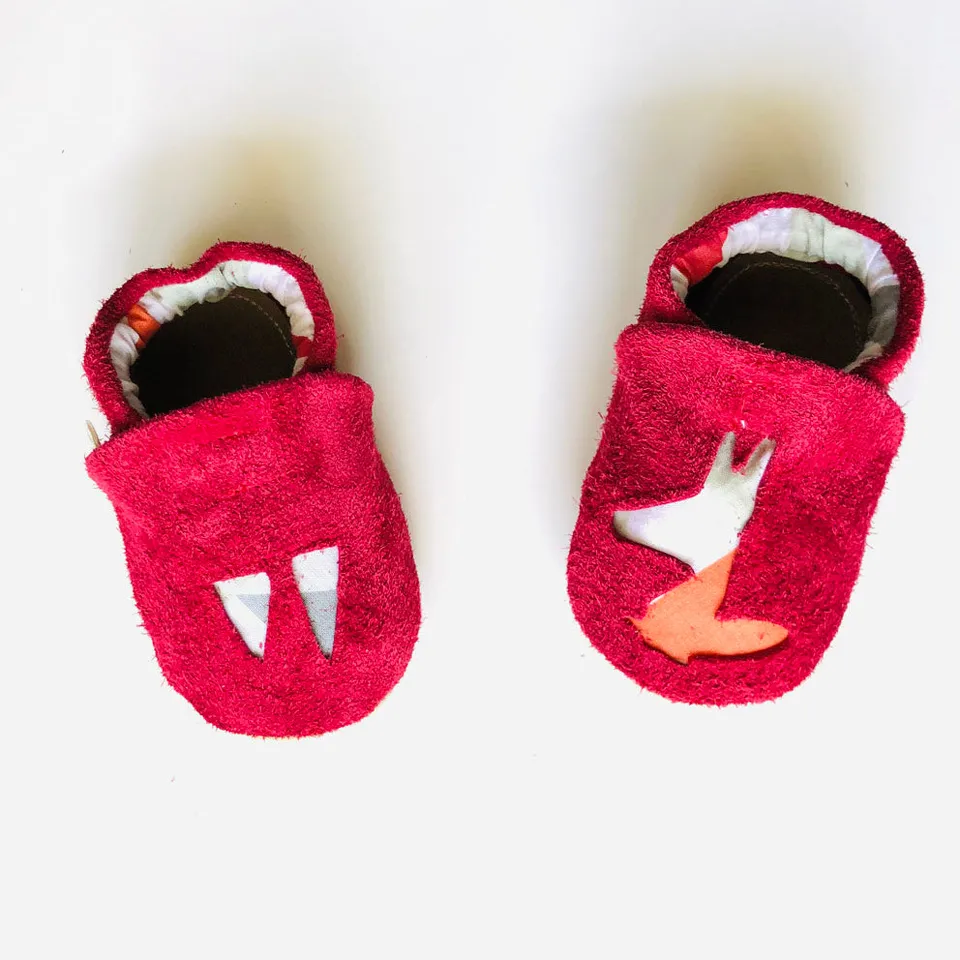 PIOLOU Les Chaussons en cuir chaussons bébé rouge 6-12 mois antidérapants