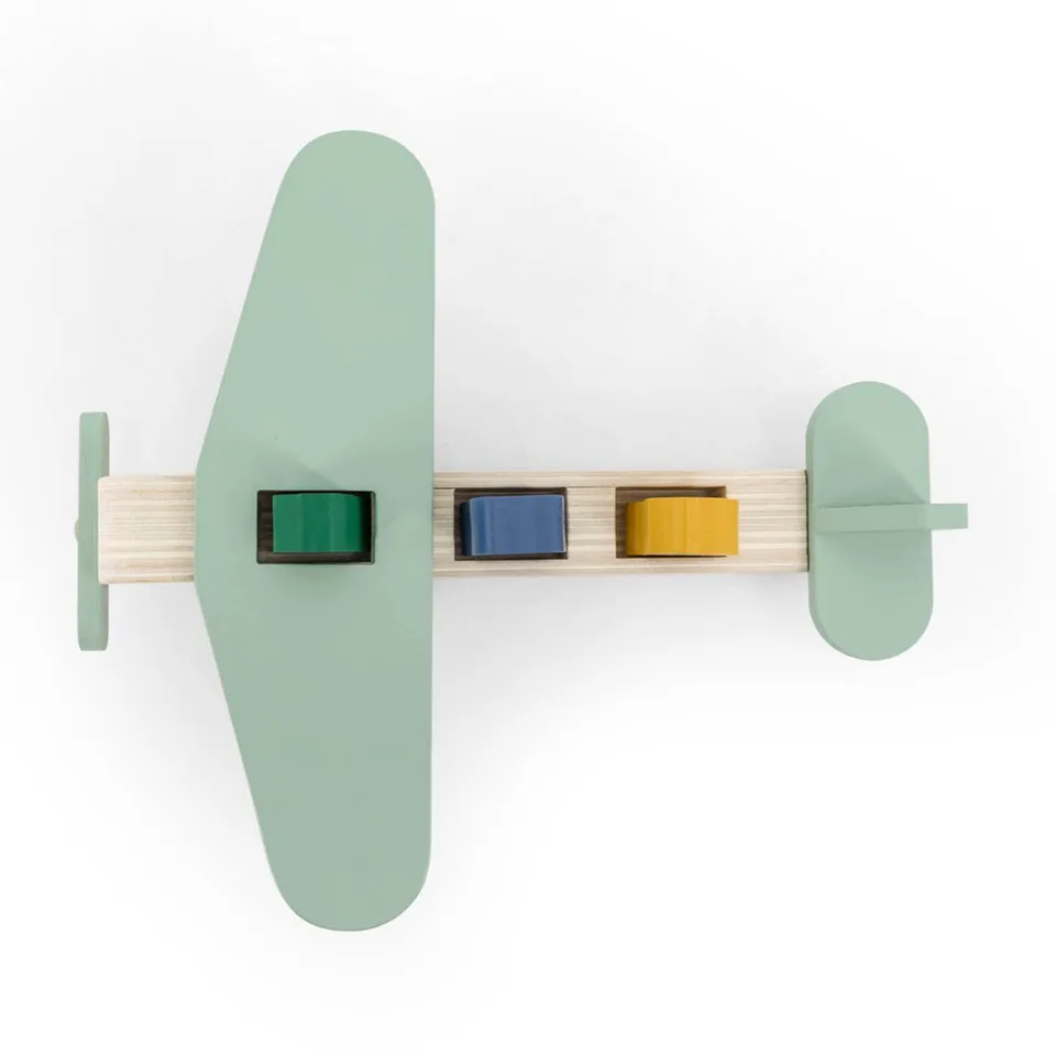 Trixie Baby Jouets à pousser et à tirer Avion en bois animaux
