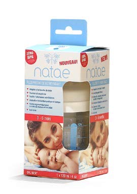 Natae Biberons biberon en verre 120 ml tétine silicone col large