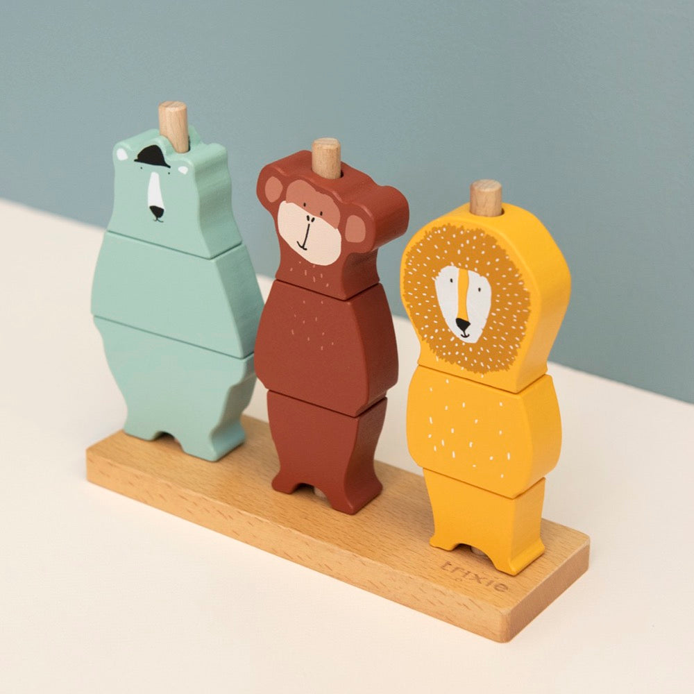 Trixie Baby Jouets à empiler Puzzle animaux à empiler en bois