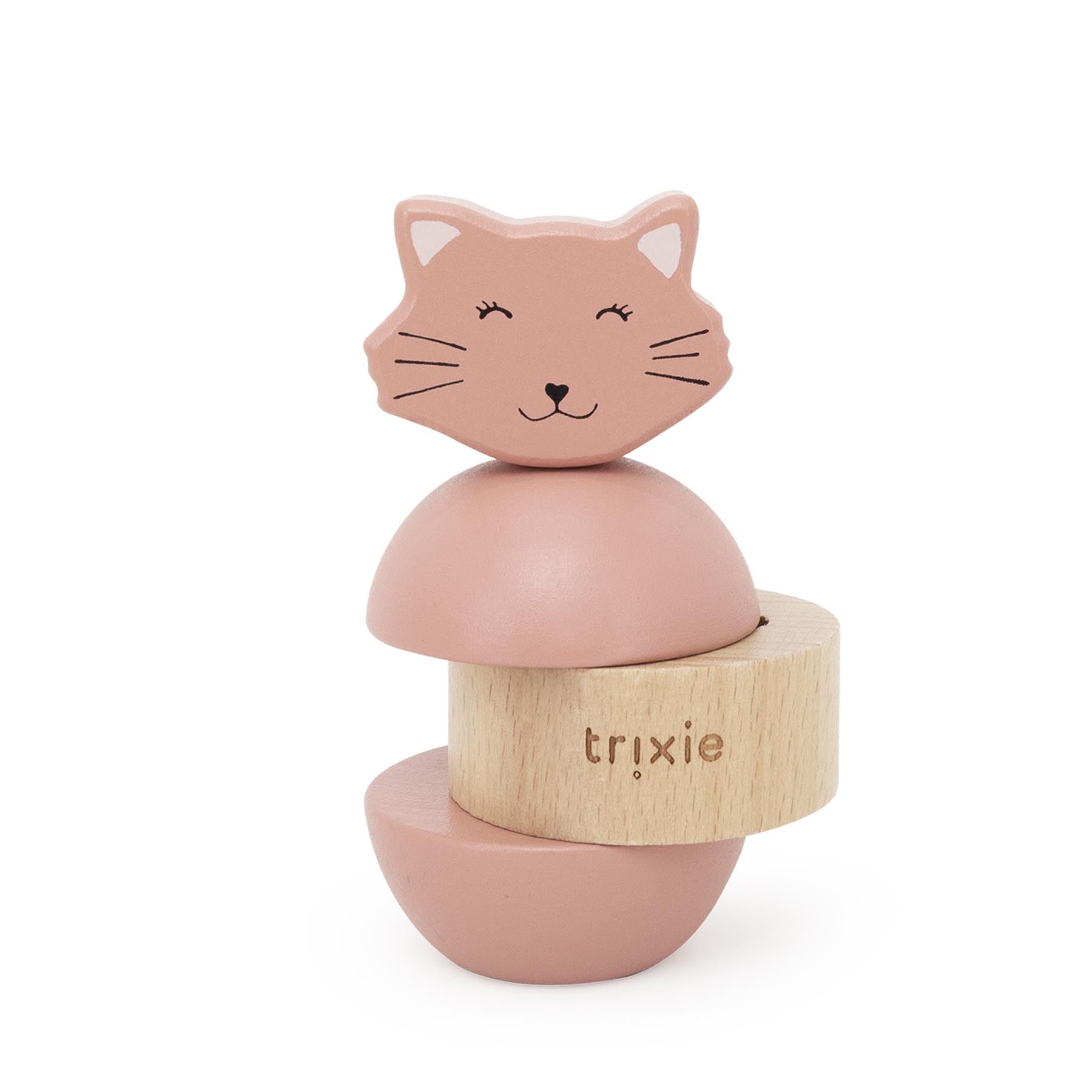 Trixie Baby Jouet d’empilage avec hochet Mrs. Cat bois FSC